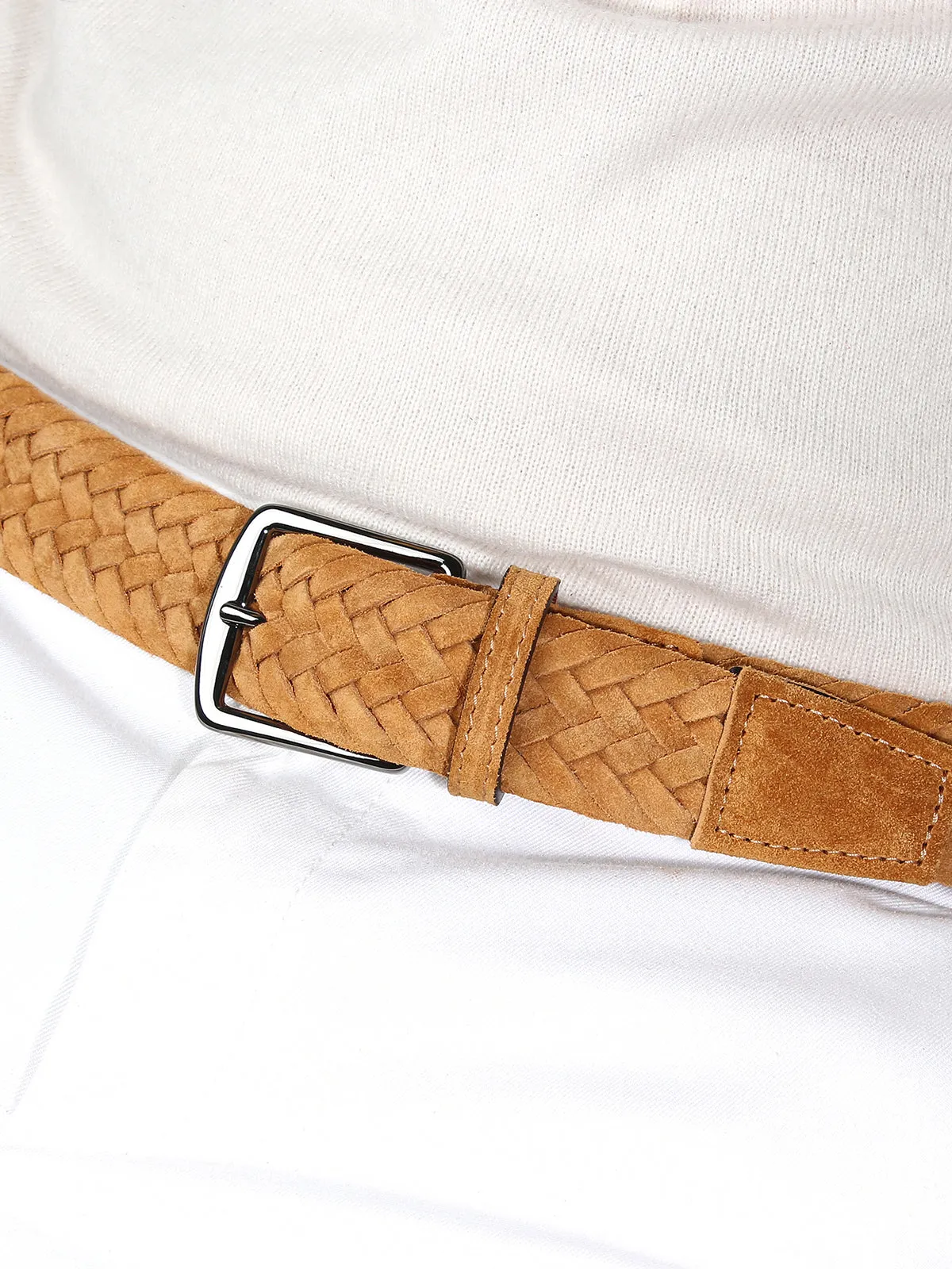 Orange Woven Suede Belt