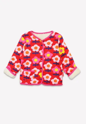 Organic Pink Flower Print Reversible Jacket