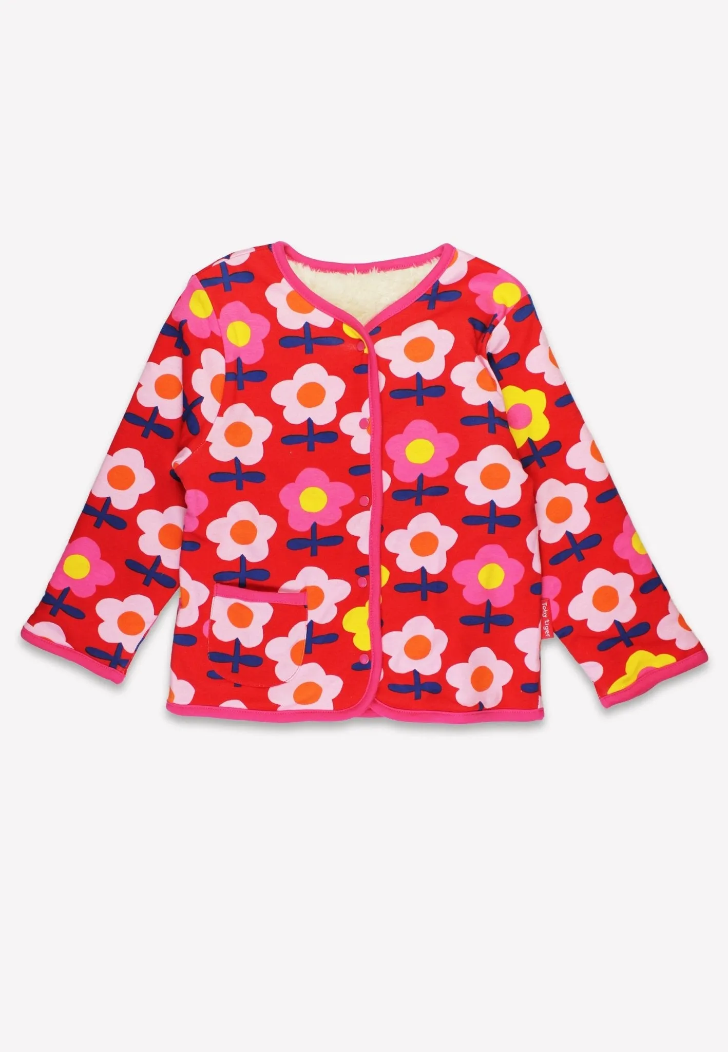 Organic Pink Flower Print Reversible Jacket