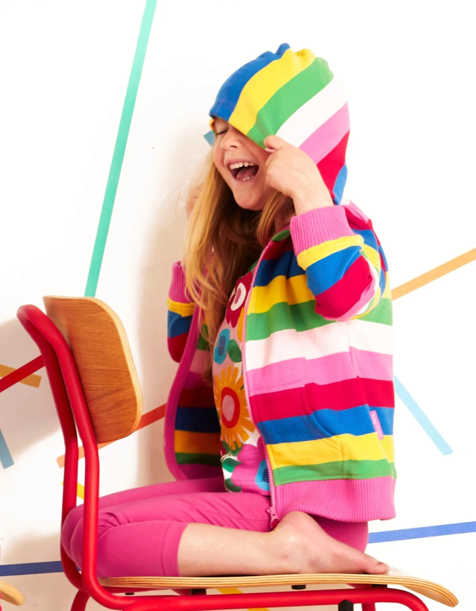 Organic Pink Multi Stripe Hoodie