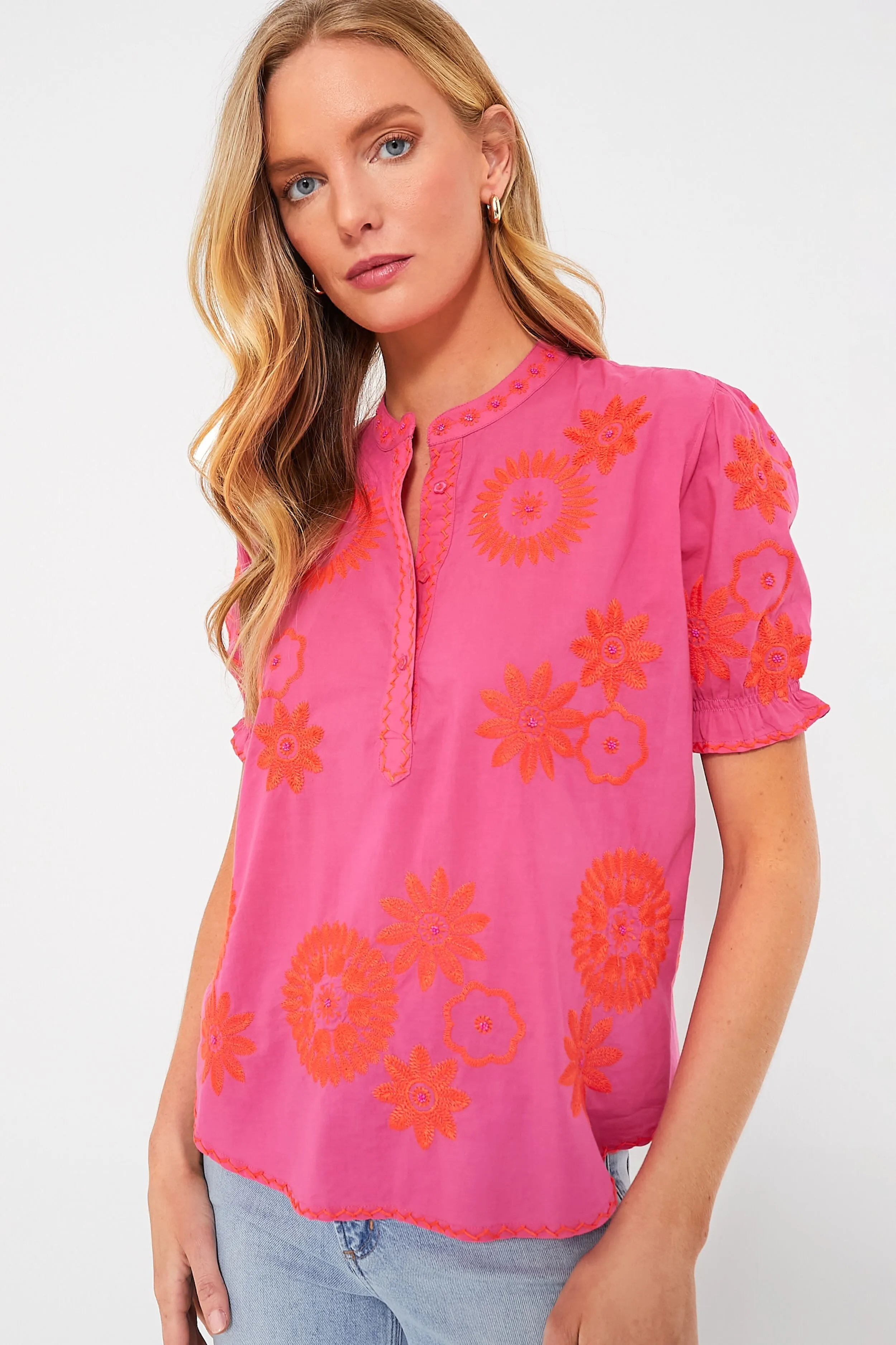 Pink and Orange Sesame Blouse