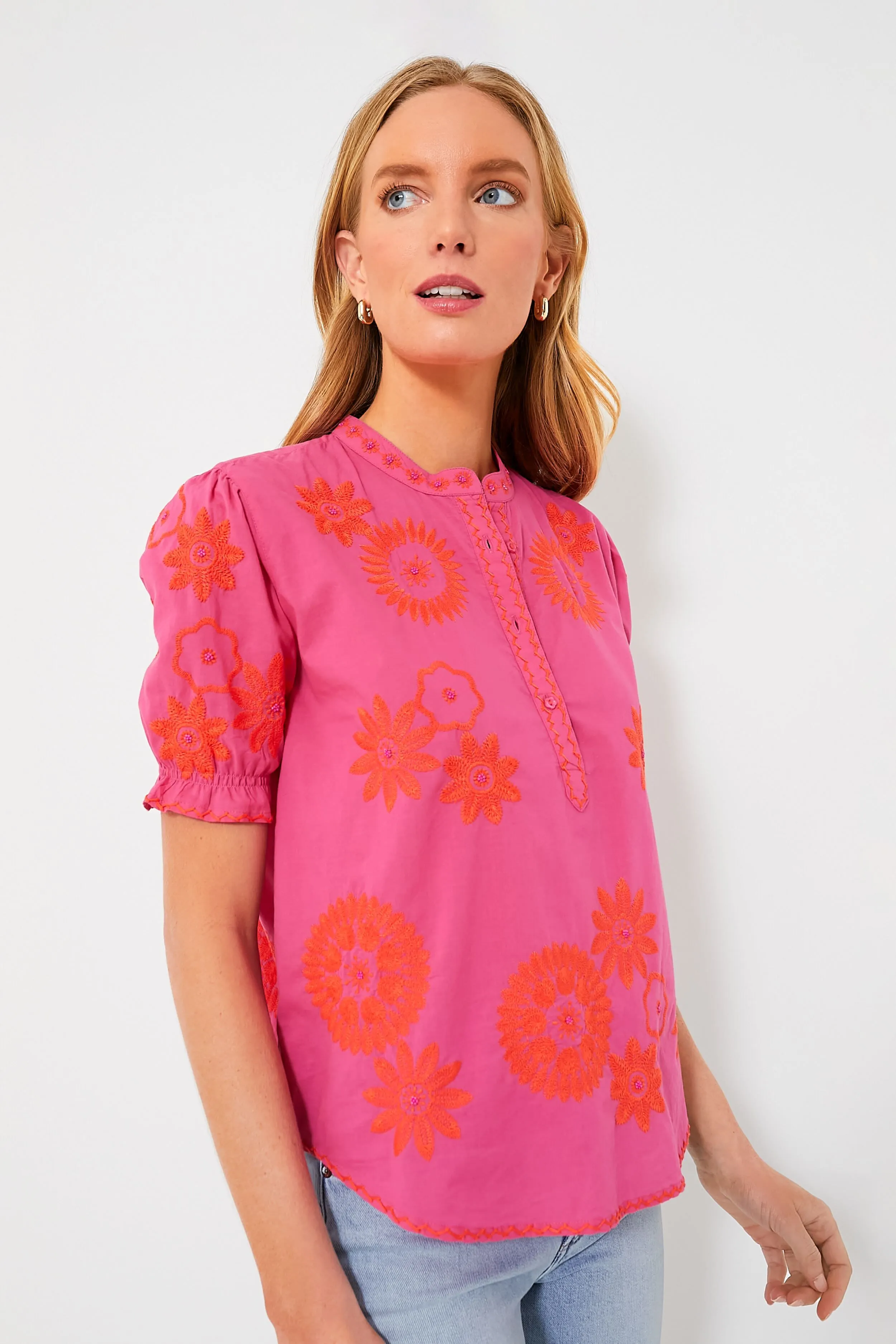 Pink and Orange Sesame Blouse