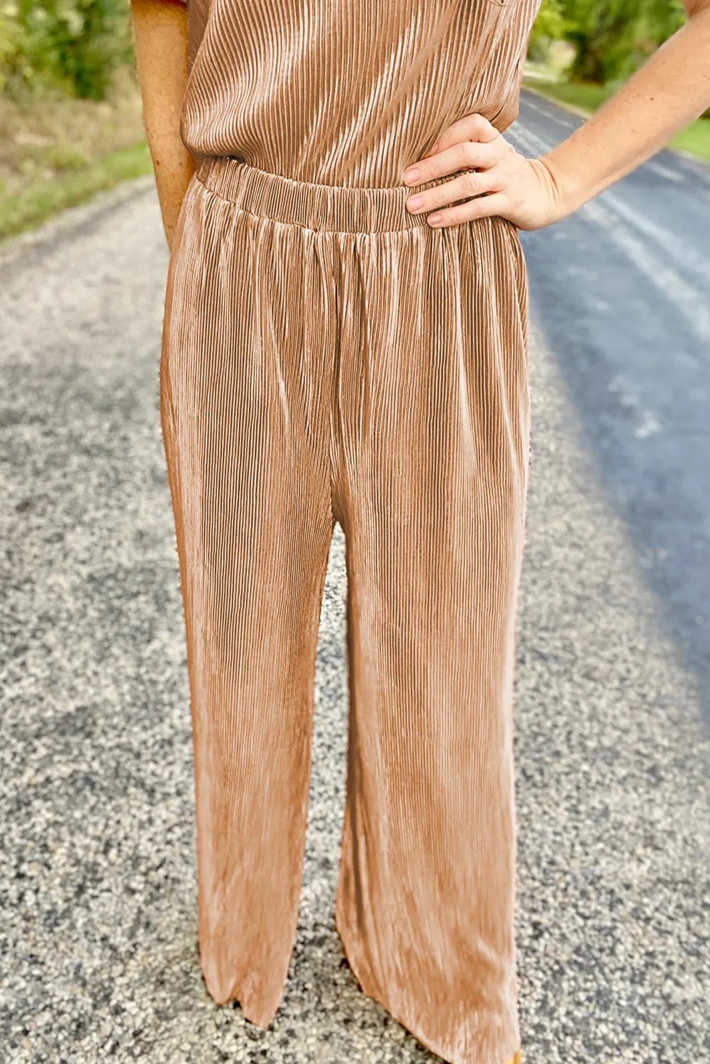 Pleated Top and Pants Set