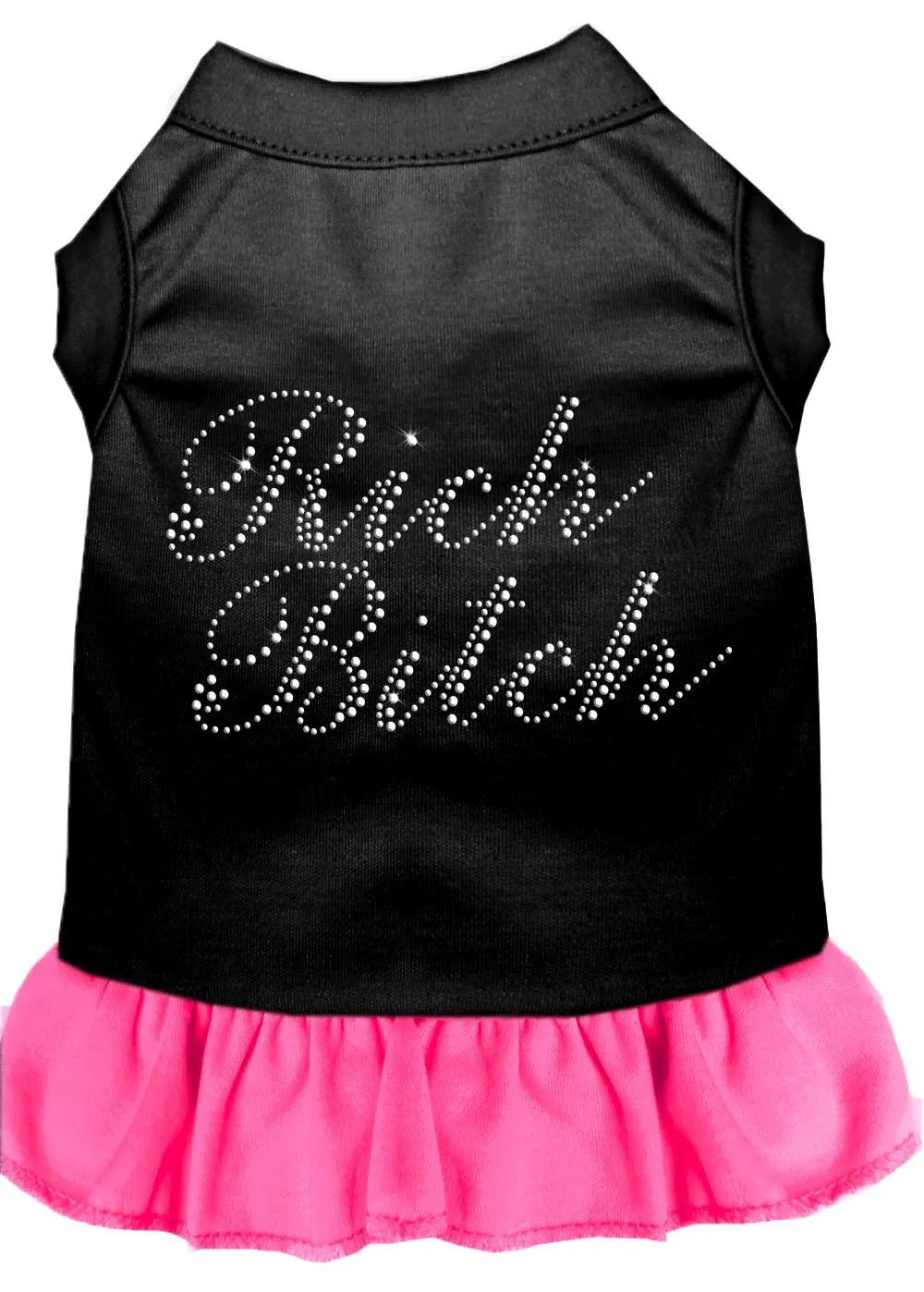 Rhinestone Rich Bitch Dress Black With Bright Pink Med (12)