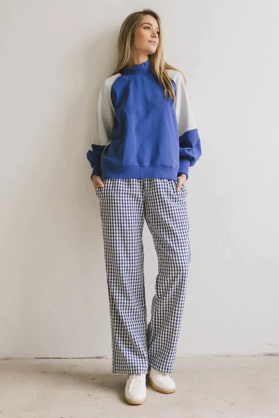 Romero Gingham Pants in Navy