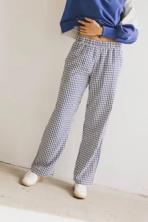 Romero Gingham Pants in Navy