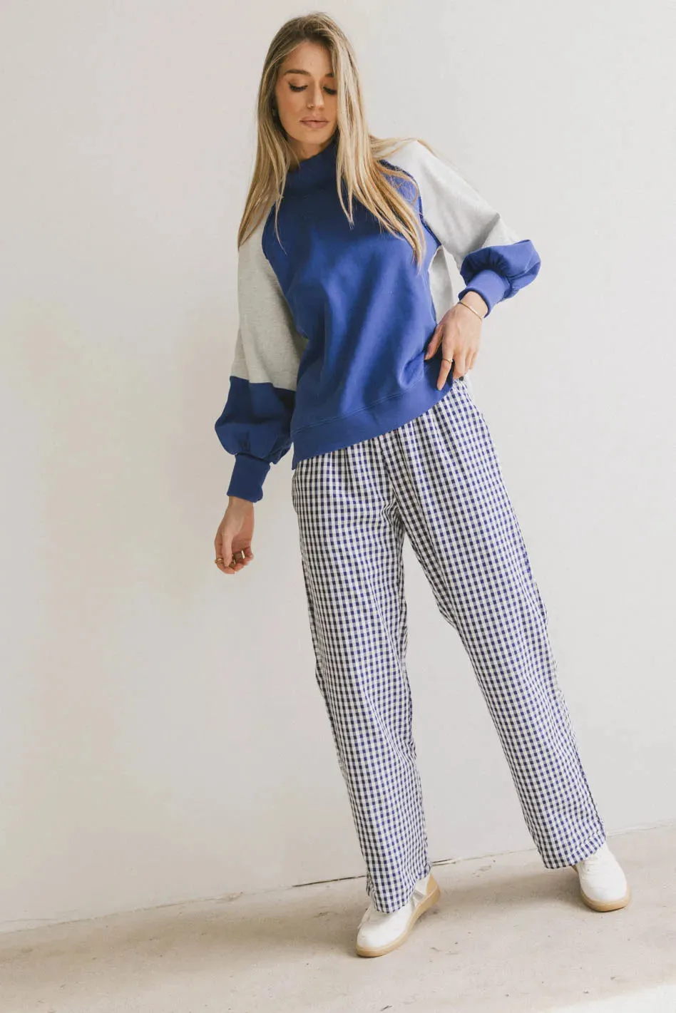 Romero Gingham Pants in Navy