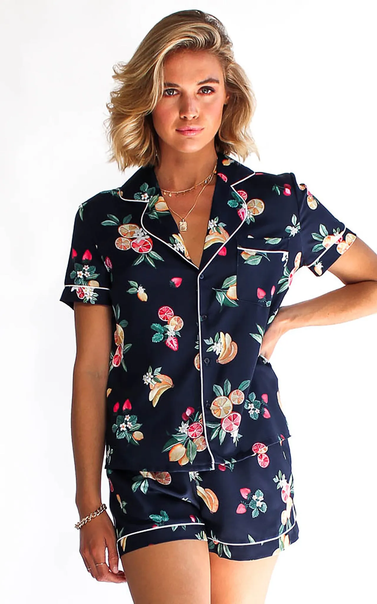 Sangria Pj Top - Navy Fruit