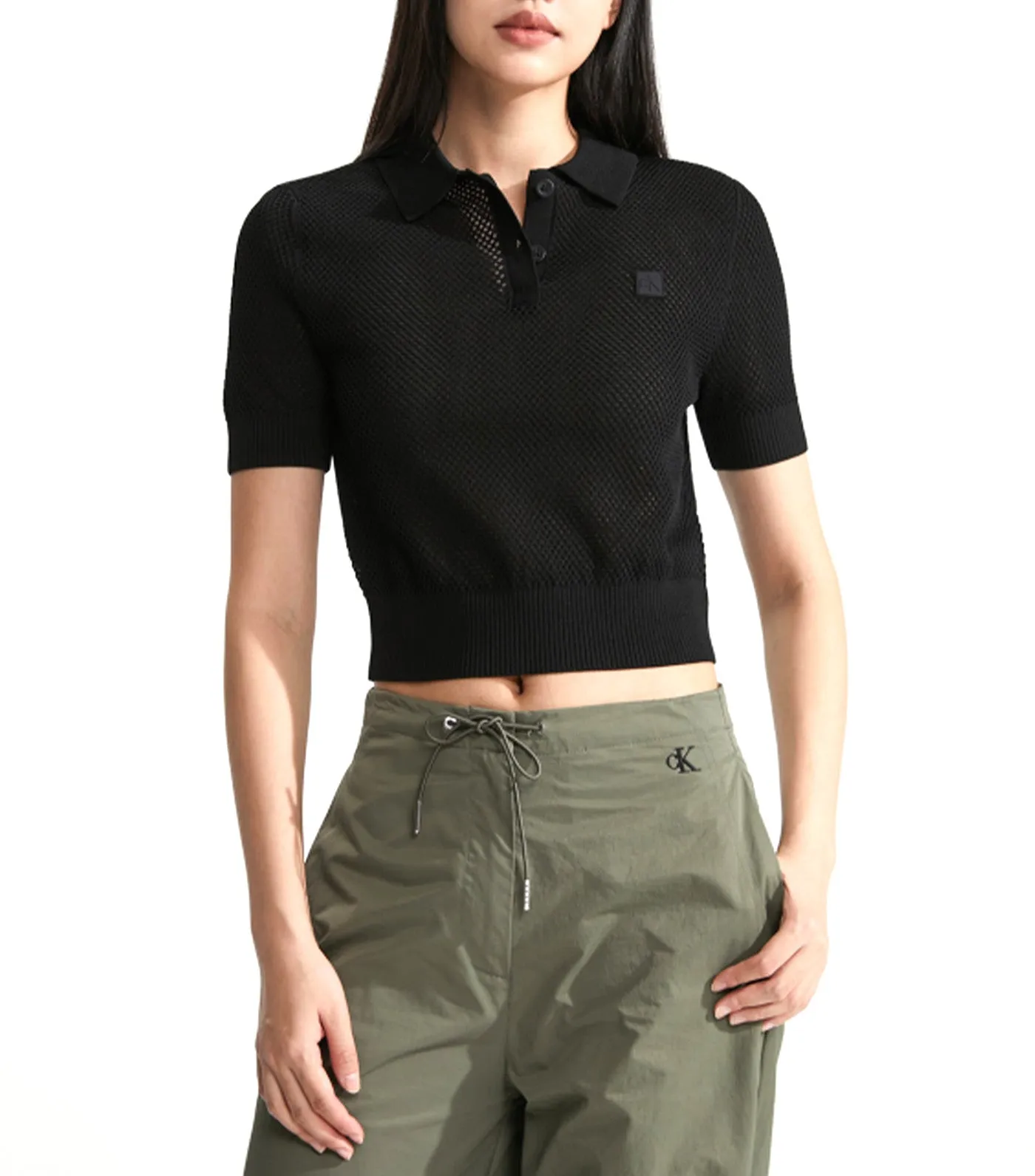 Second Skin Open Knit Polo Black