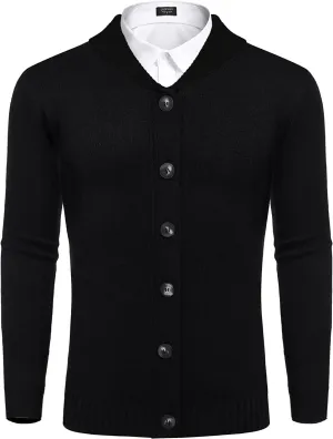 Shawl Collar Knit Cardigans Button Down Sweater (US Only)