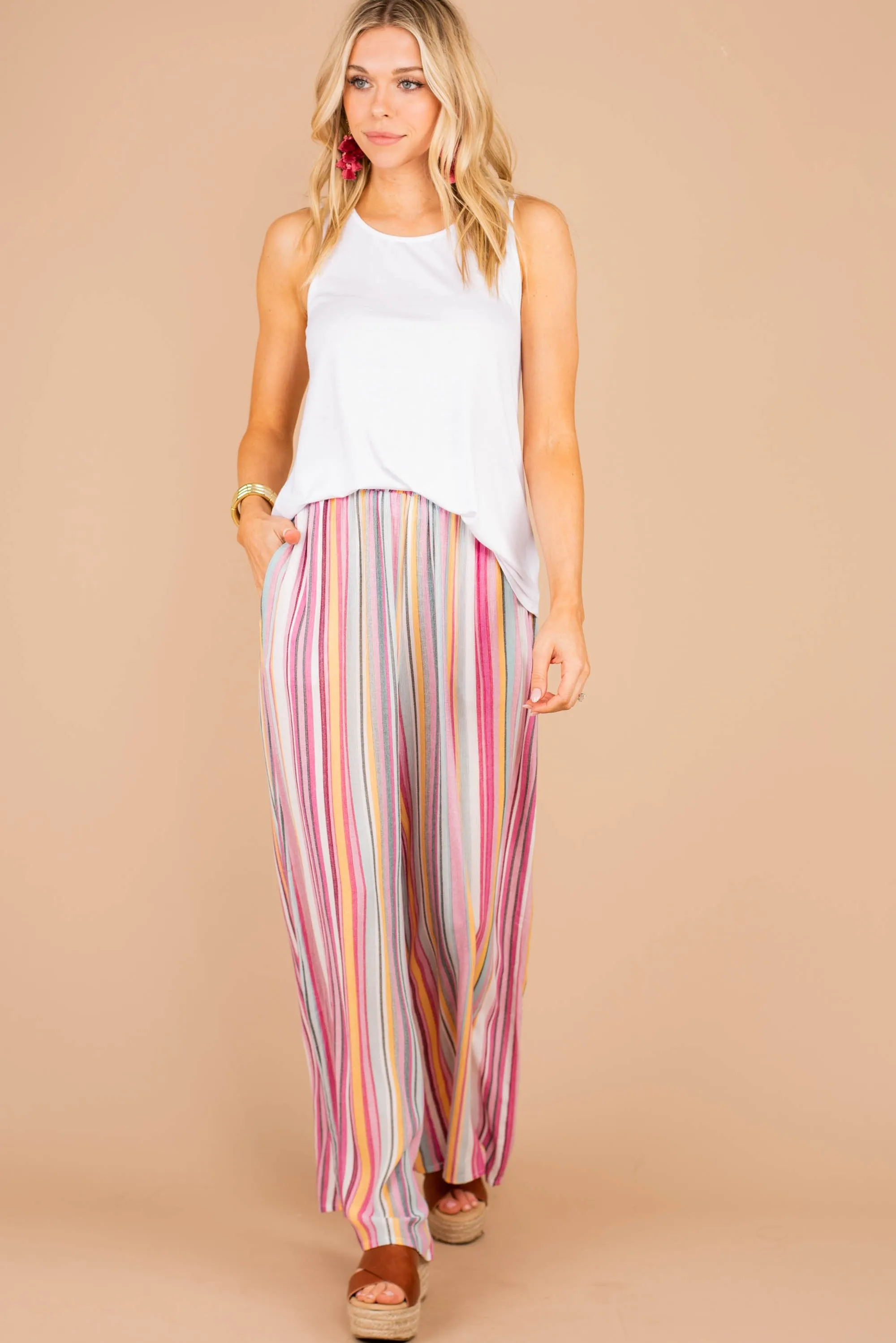 Shine So Bright Pink Multi Striped Pants