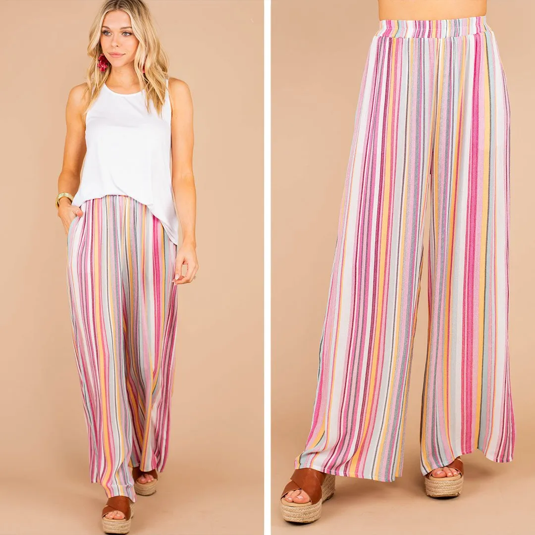 Shine So Bright Pink Multi Striped Pants