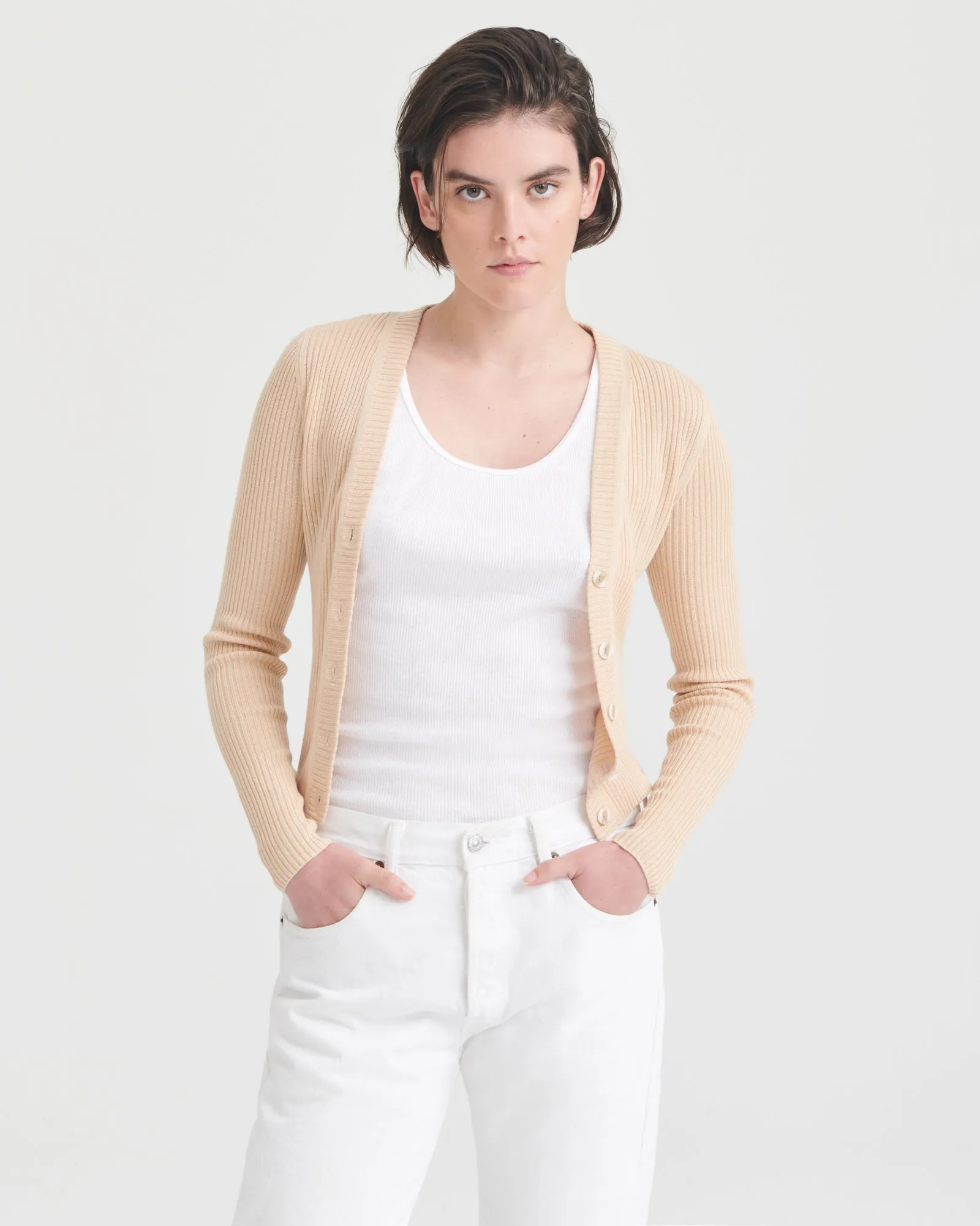 Silk Cashmere Cropped Cardigan