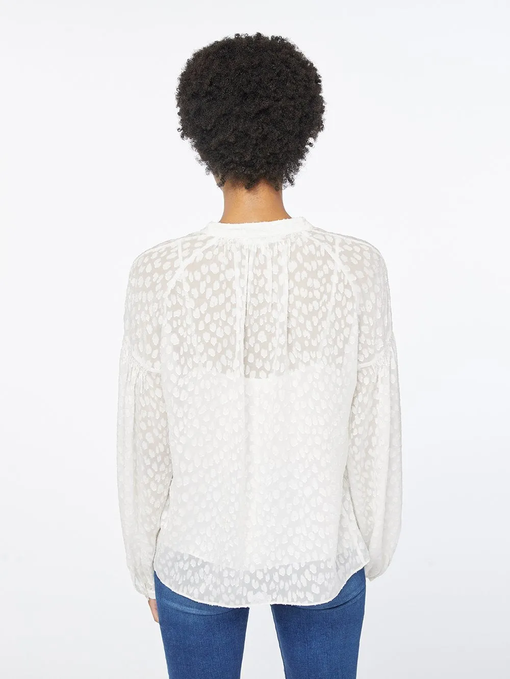 Smocked Peasant Top -- Off White