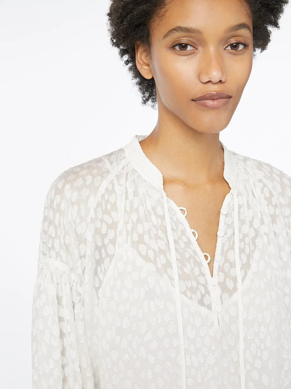 Smocked Peasant Top -- Off White