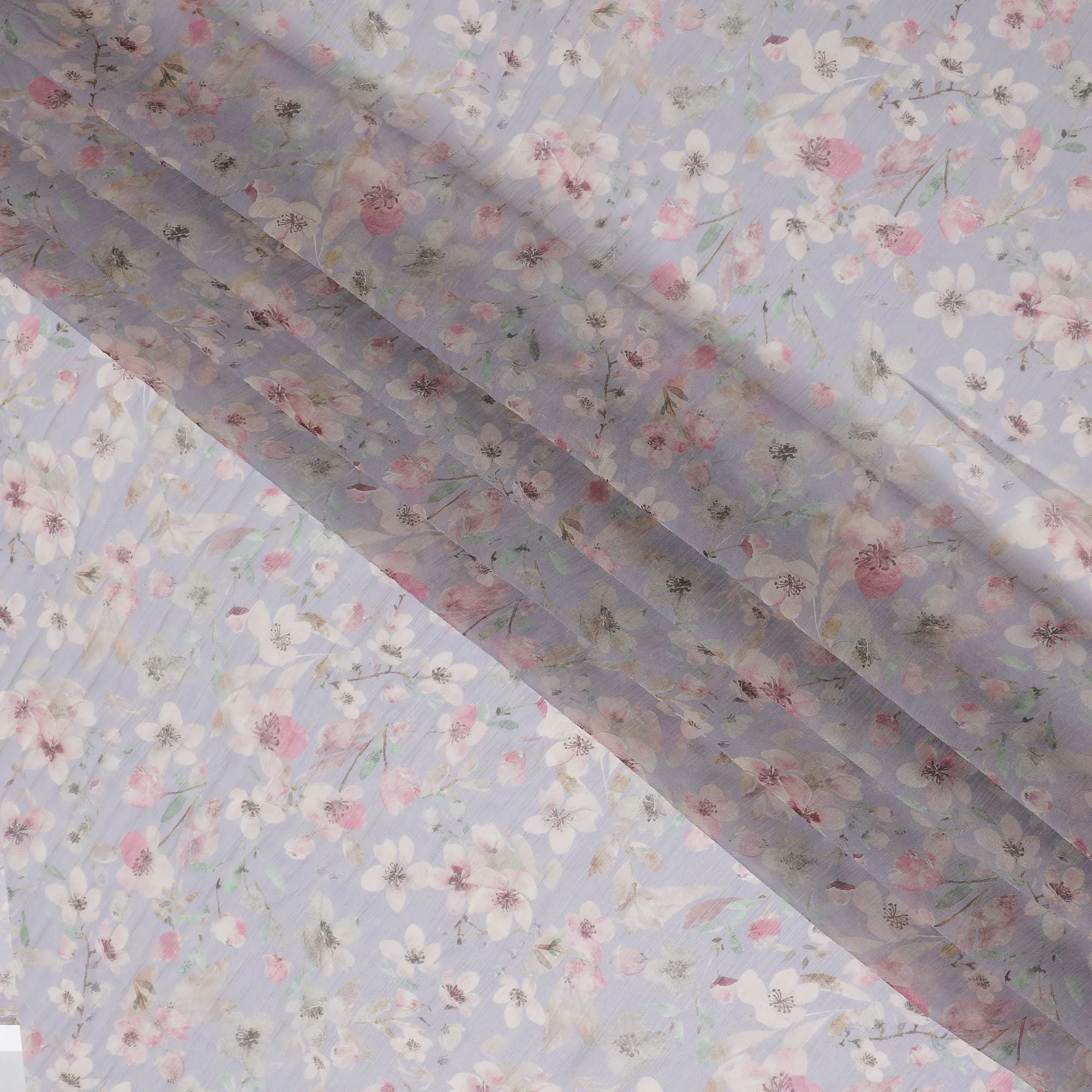 Spring Breeze Synthetic Chiffon Fabric - 110cm Wide, Floral Pastel Print, Online Purchase-D18113