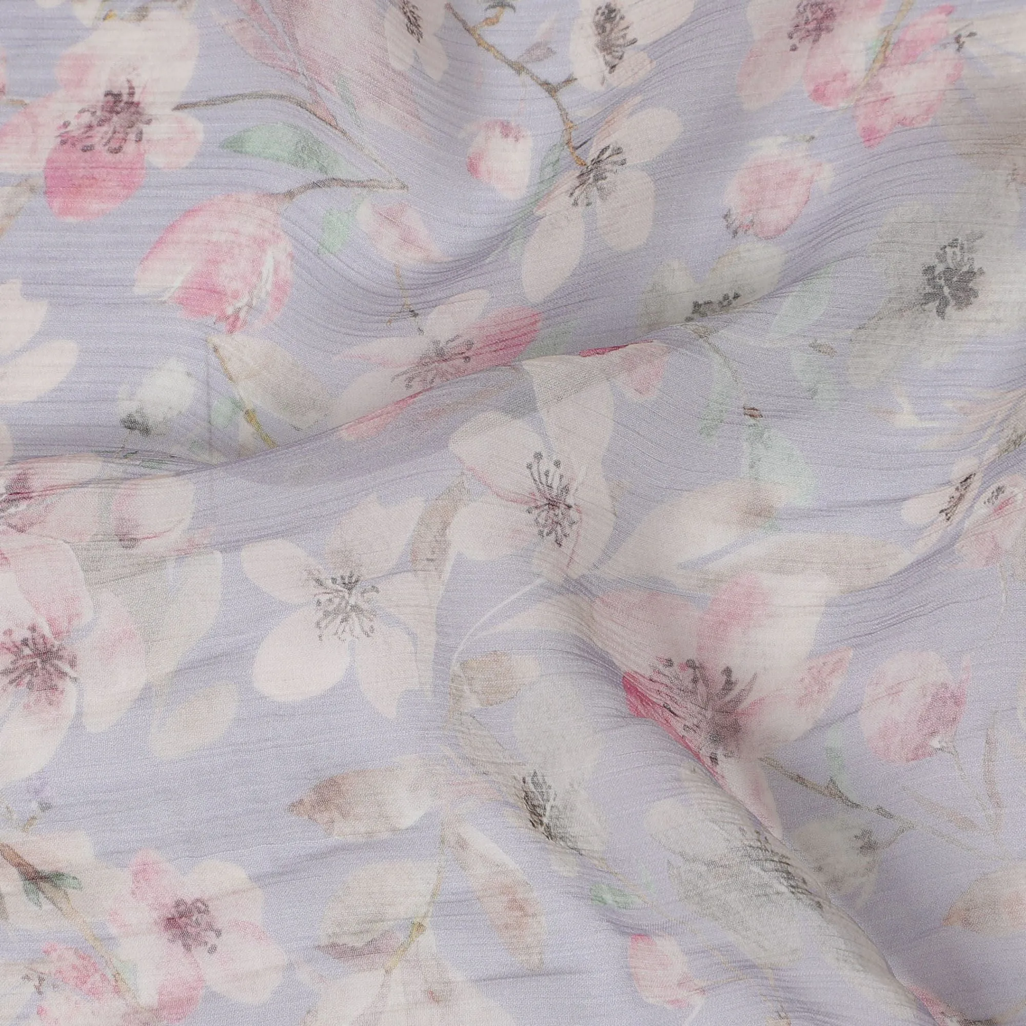 Spring Breeze Synthetic Chiffon Fabric - 110cm Wide, Floral Pastel Print, Online Purchase-D18113