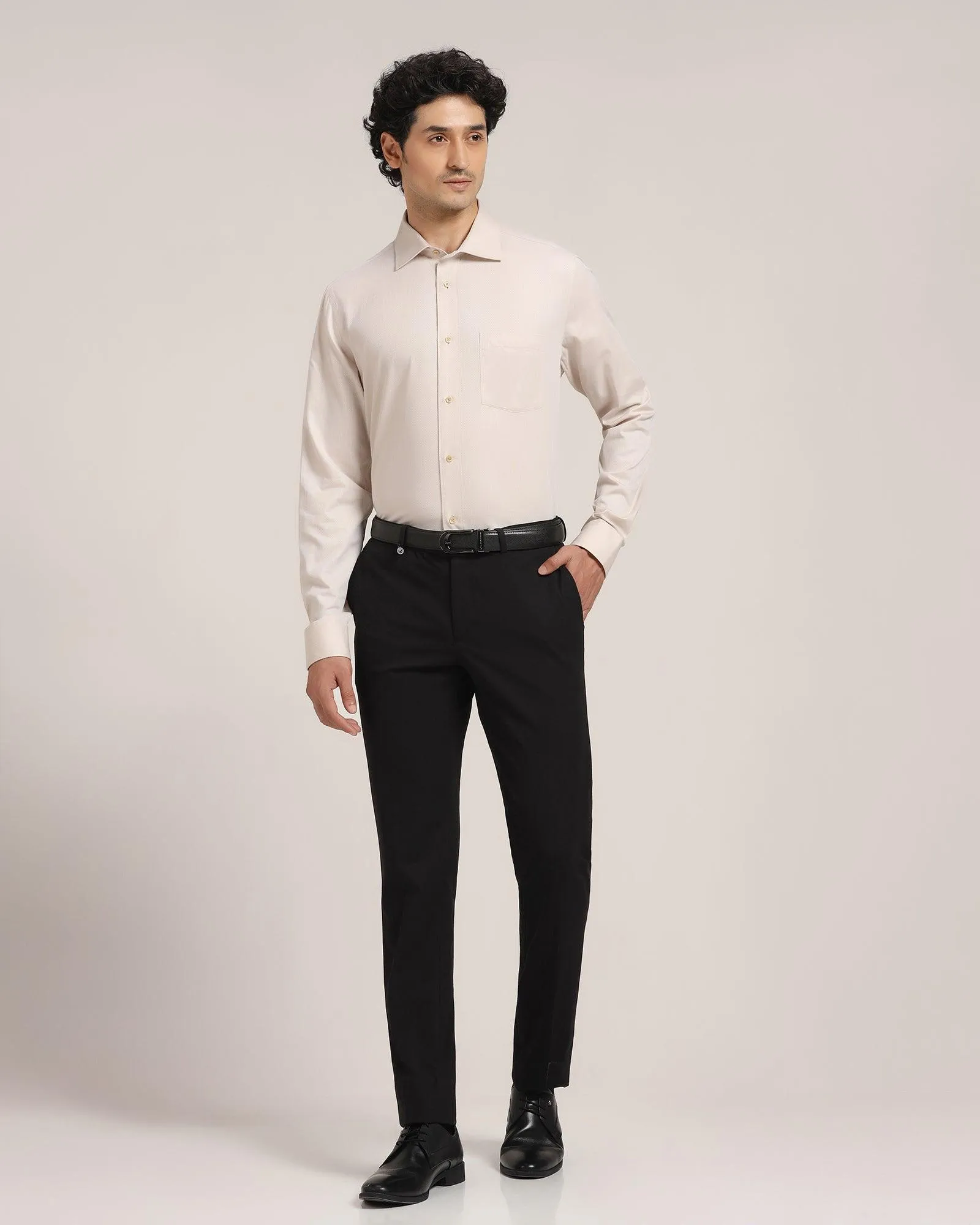 Straight B-90 Formal Black Solid Trouser - Nedward