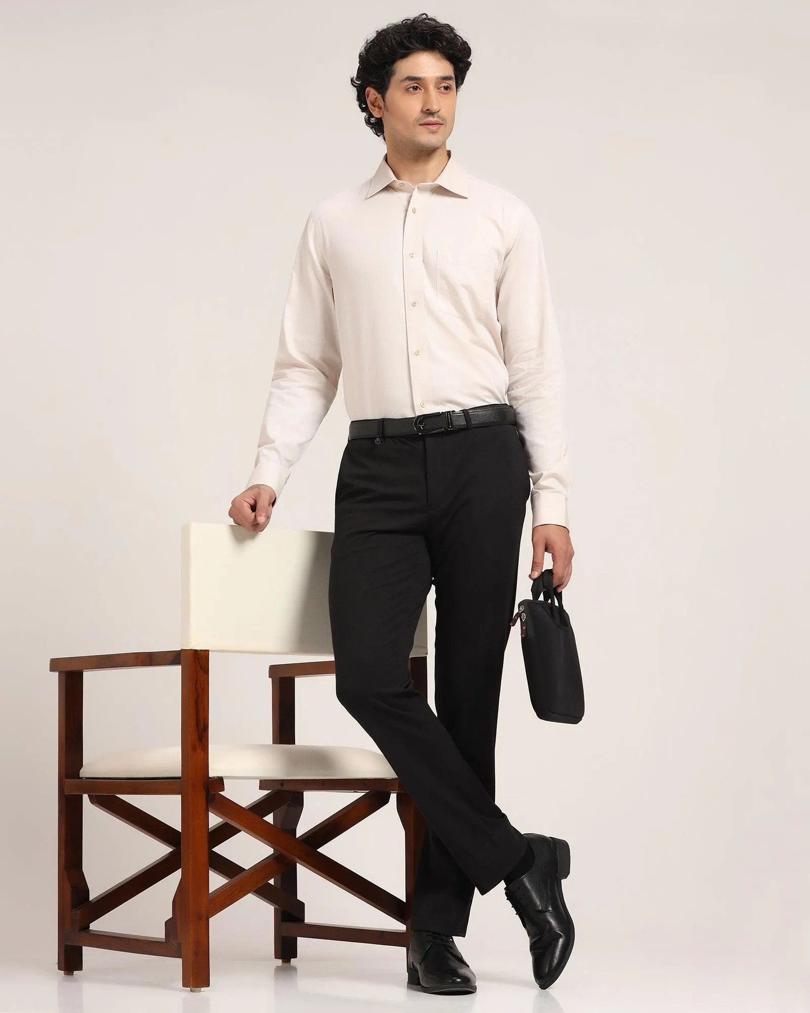 Straight B-90 Formal Black Solid Trouser - Nedward