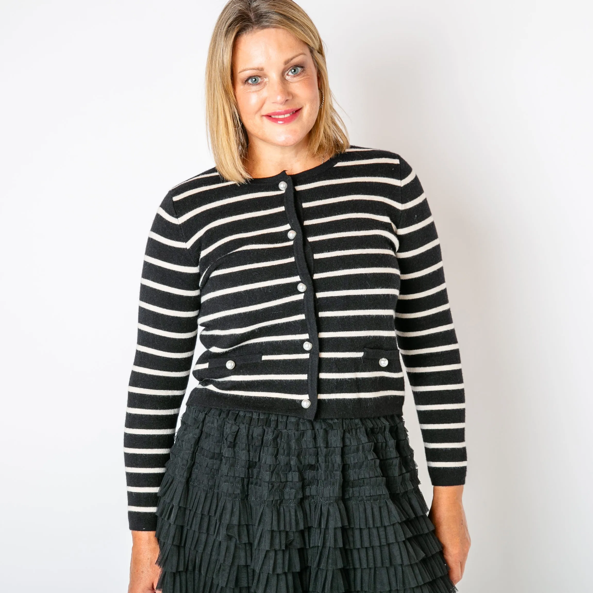 Stripy Pearl Cardigan