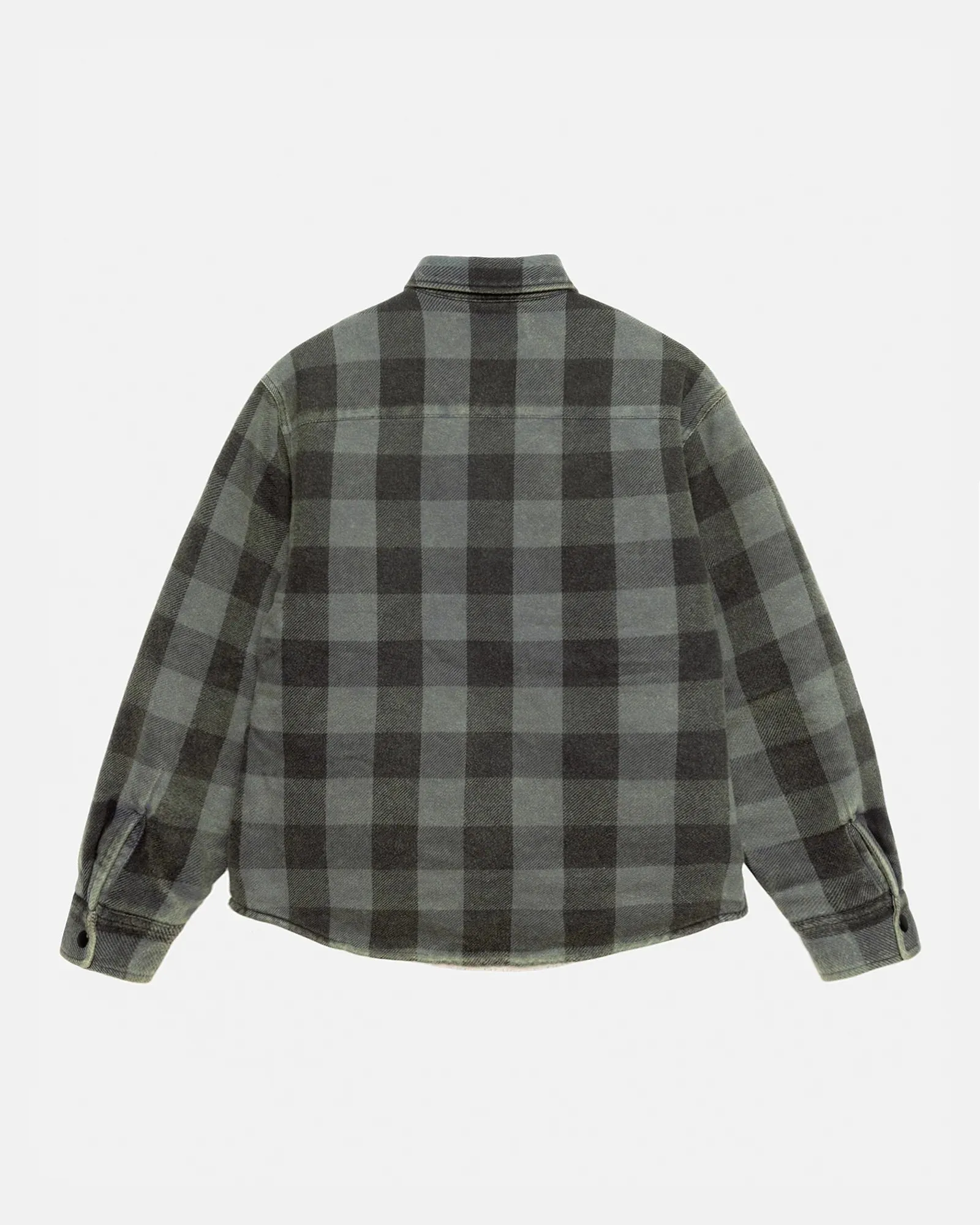 Stüssy Sherpa Lined Buffalo Plaid Shirt Grey