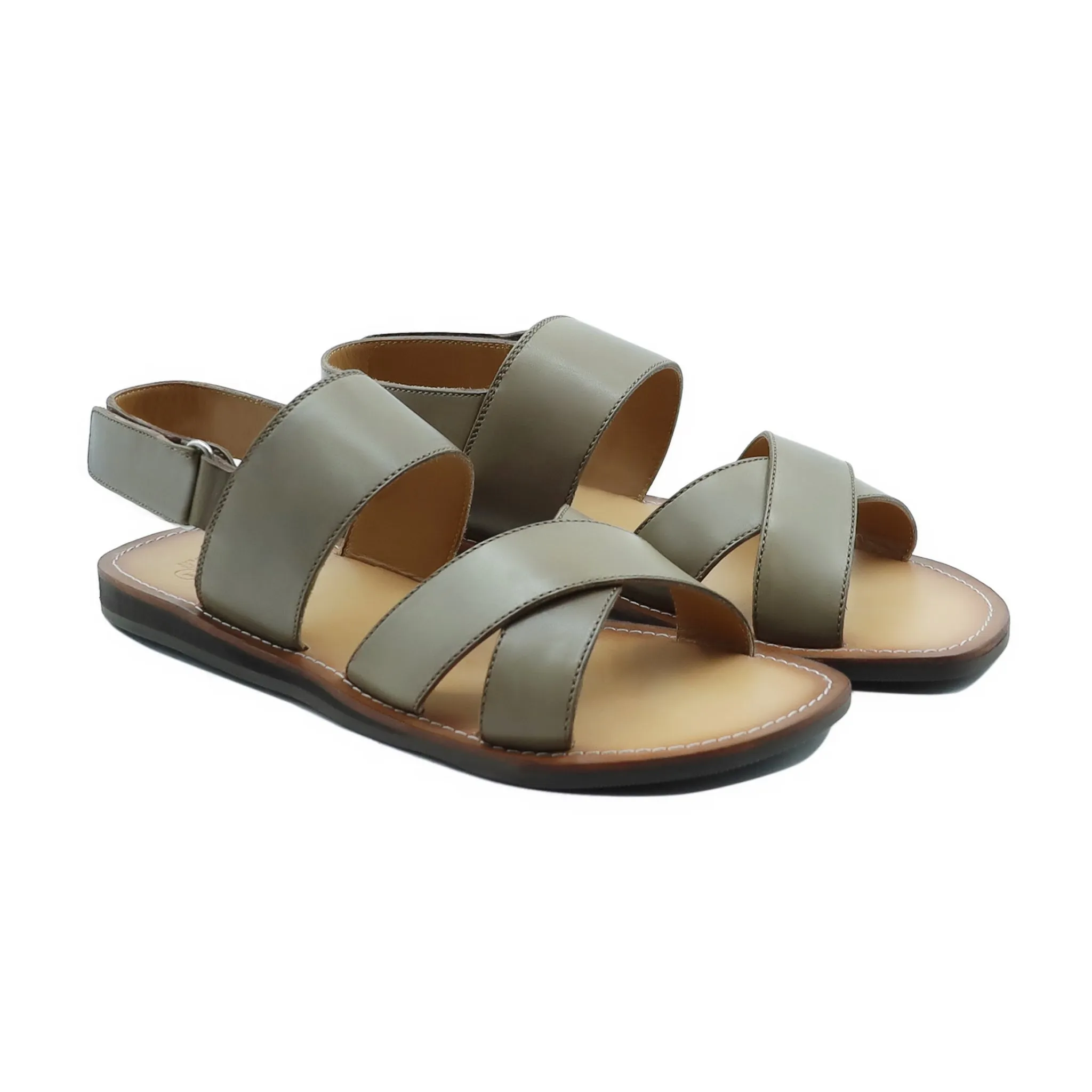 Tucson - Men's Sage Green Calf Leather Sandal