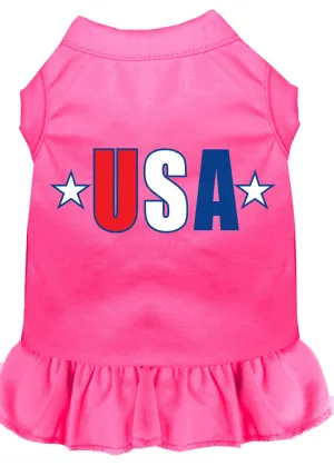 Usa Star Screen Print Dress Bright Pink Xl (16)