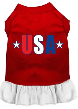 Usa Star Screen Print Dress Red With White Sm (10)