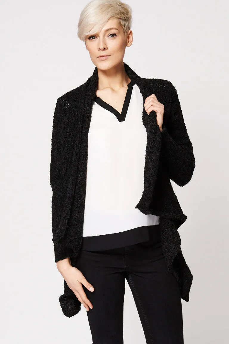 Warm Textured Waterfall Open Cardigan