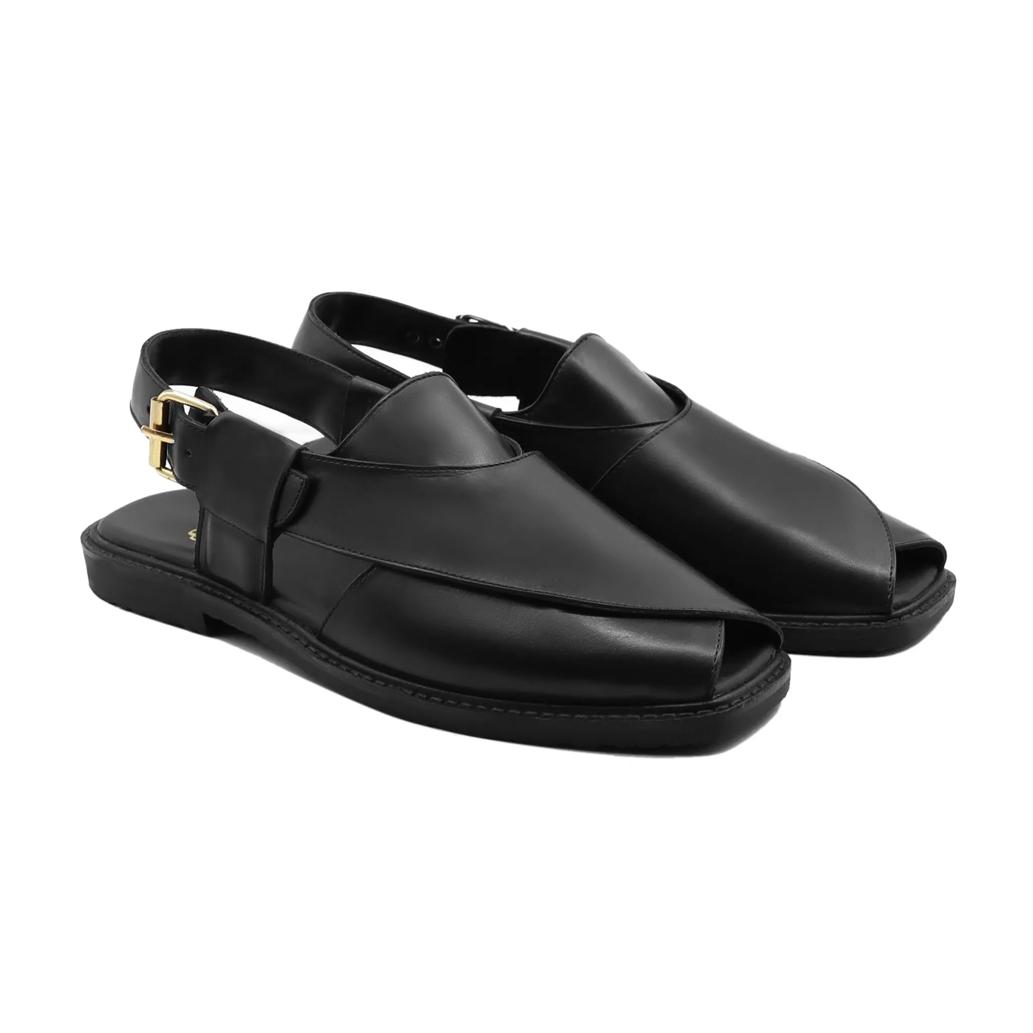 Wauk - Men's Black Calf Leather Sandal