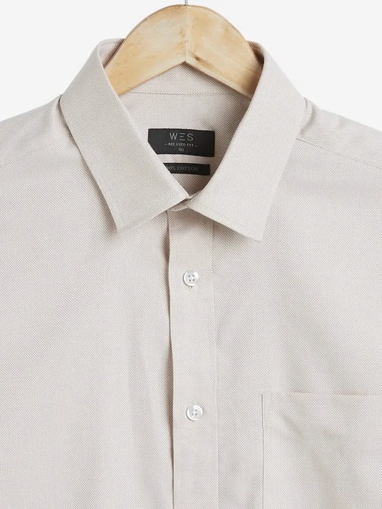 WES Formals Beige Relaxed-Fit Shirt