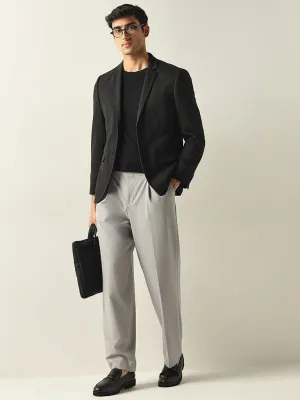 WES Formals Grey Relaxed-Fit Mid-Rise Trousers