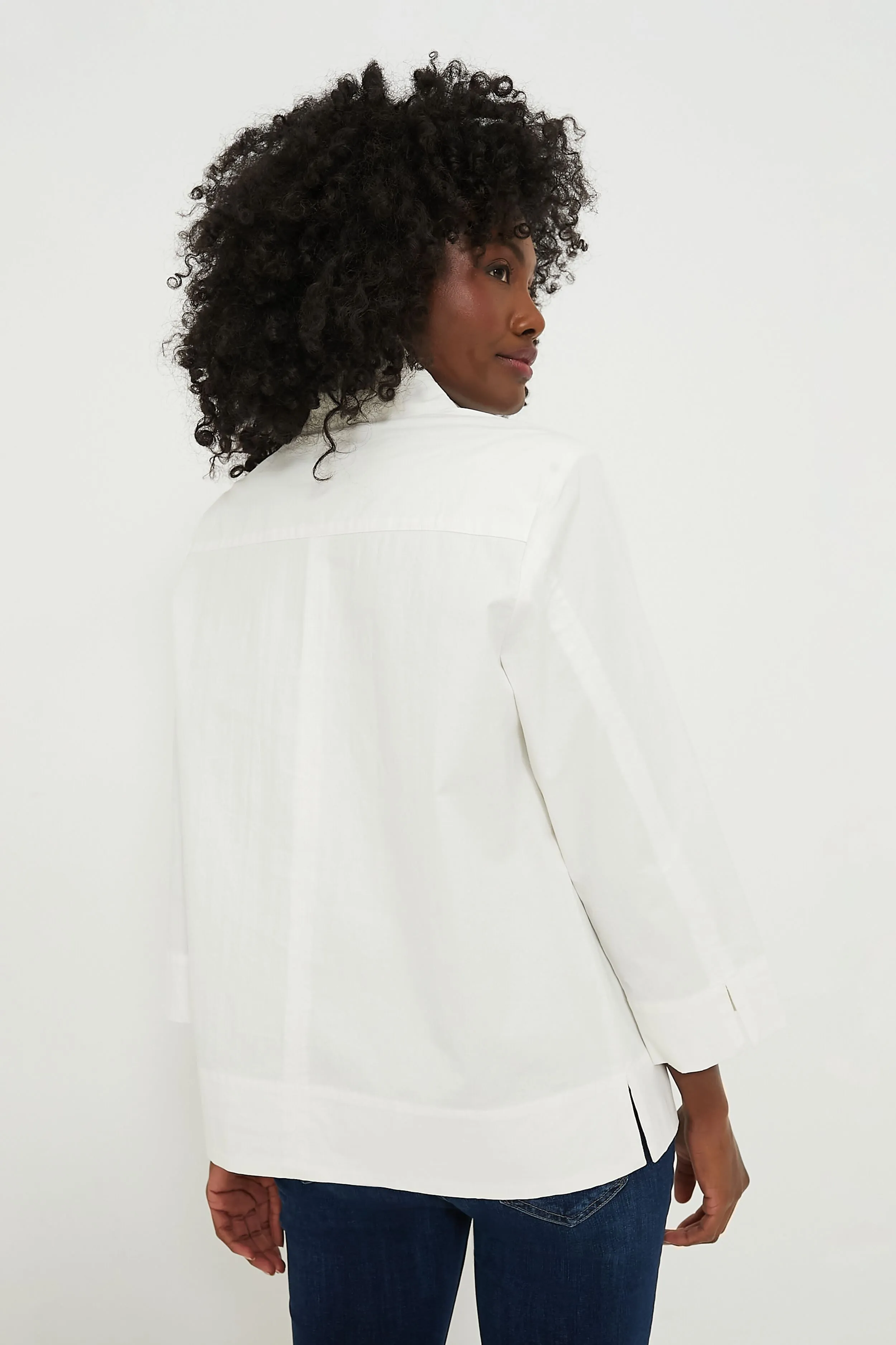 White Sullivan Stand Collar Blouse