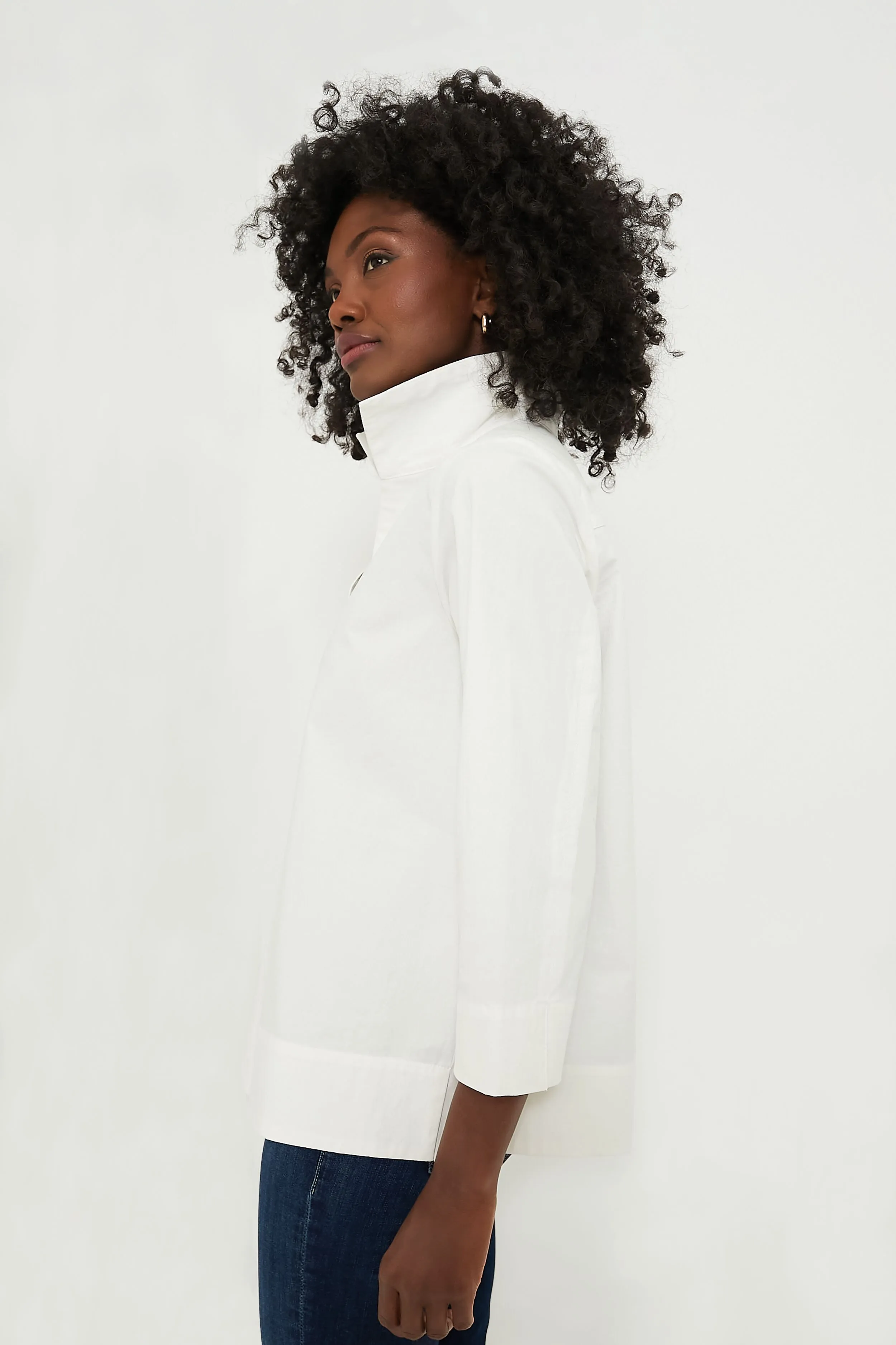 White Sullivan Stand Collar Blouse