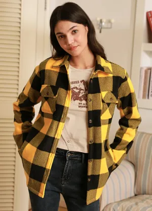 Women's Matching Family Button Up Yellow Plaid Jacket