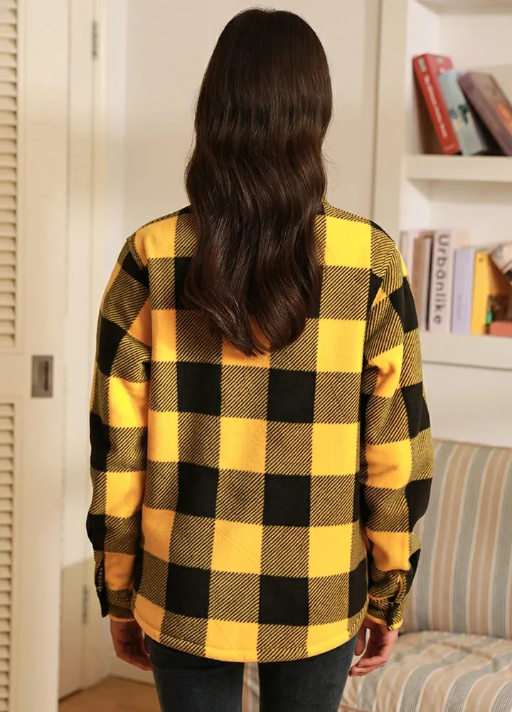 Women's Matching Family Button Up Yellow Plaid Jacket