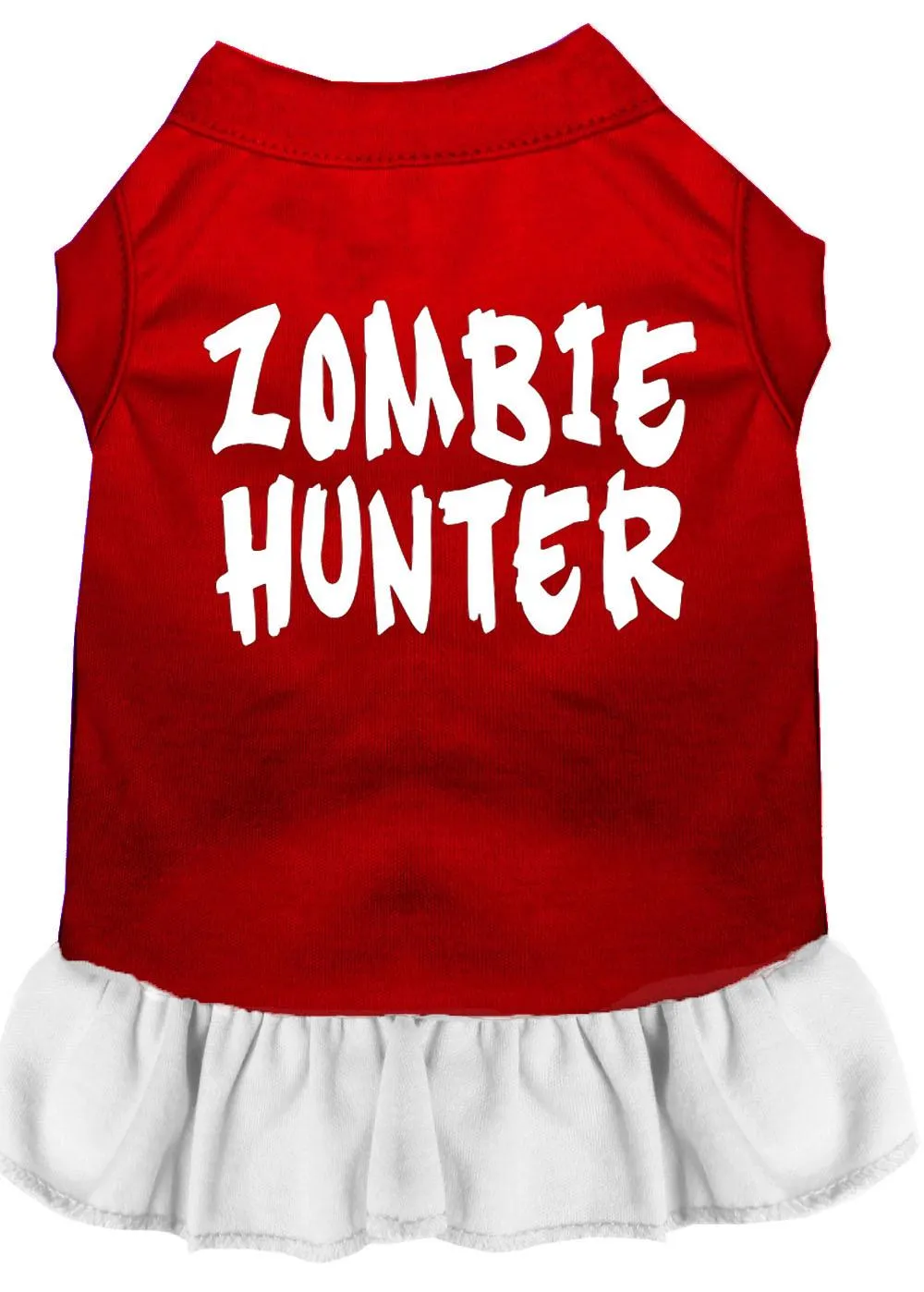 Zombie Hunter Screen Print Dress Red With White Lg (14)